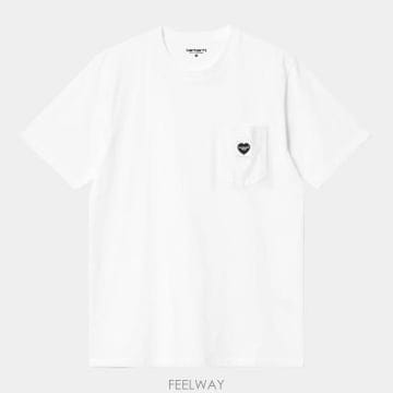 Į 로고 패치 티셔츠 화이트