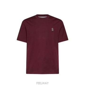 26FW 브루넬로 쿠치넬리 코튼 저지 크루넥 티셔츠 M0B138440 CDC80 RED
