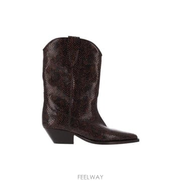 26FW 이자벨마랑 두에르토 텍스쳐드 레더 힐 웨스턴 부츠 BO0003FA D3A32S 11MA Brown