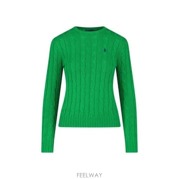 26SS 폴로 랄프로렌 포니 로고 피마코튼 케이블 니트 스웨터 211 971869 011 Green