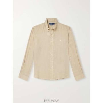 폴로 랄프로렌 버튼다운 로고-엠브로이드 린넨 셔츠 710966294 B0082268178