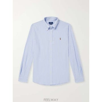 폴로 랄프로렌 로고-엠브로이드 스트라이프 코튼 셔츠 710B2585 B0082268195