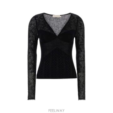 짐머만 POINTELLE 레이스 V 넥 탑 9646TF26R BLK B0442268352