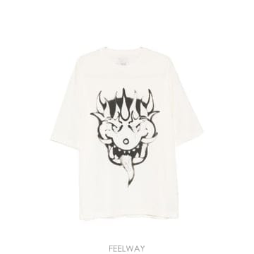 Yohji Yamamoto �׶�����Ÿ �ؿ� �����߸����� ���� PRINTED COTTON Ƽ���� KU2249CWHITE�׶�����Ÿ �ؿ� �����߸����� ���� PRINTED COTTON Ƽ��