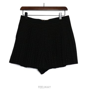 생로랑 도트 플리츠 미니 스커트