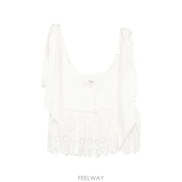 끌로에 브로데리 앙글레 보우 디테일 탑