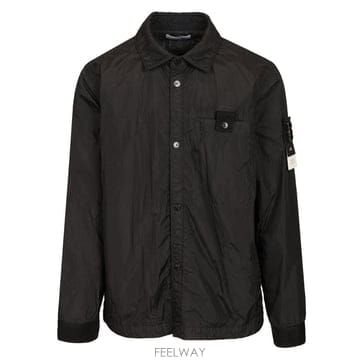 26FW 스톤아일랜드 블랙 자켓 with 로고 patch on the sleeve 앤 crinkled des
