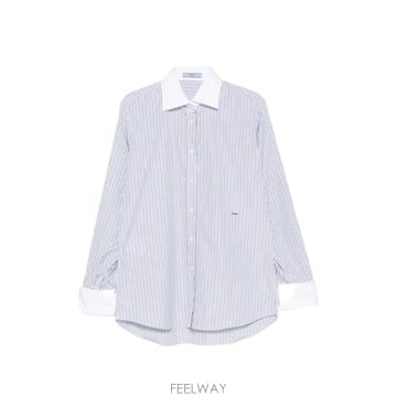 프라다 스트라이프 코튼 셔츠