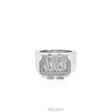 (해외배송) 오프화이트 오프화이트 블링 장식 반지 OMOC07RS26MET001