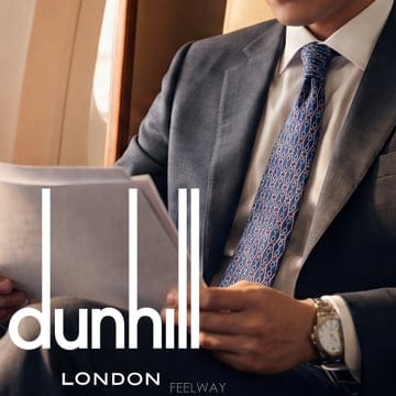 DUNHILL 던힐 실크 네이비 체인 패턴 넥타이 9.5cm A+등급 K3232