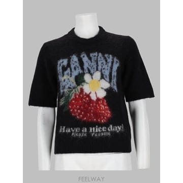 가니 블랙 STRAWBERRY 티셔츠