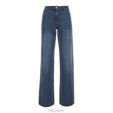 Elisabetta Franchi 크리스탈 와이드 레그 진 PJ24D66E2 139 TP979681429