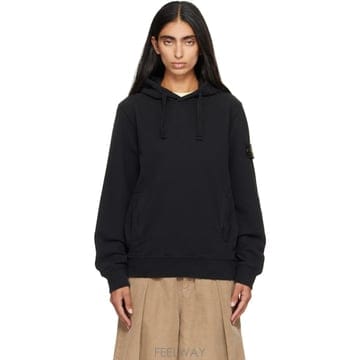 스톤 아일랜드 브러쉬드 오가닉 코튼 플리스 후드티