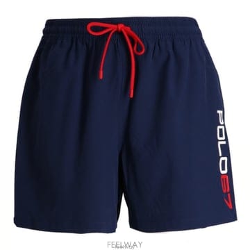 26 FW 폴로 랄프로렌 로고 프린트 드로스트링 스윔 쇼츠 네이비 710958076001
