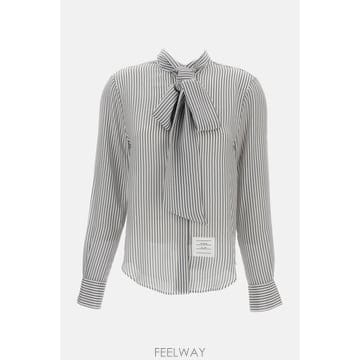 톰브라운 스트라이프 실크 탈착 카라 셔츠