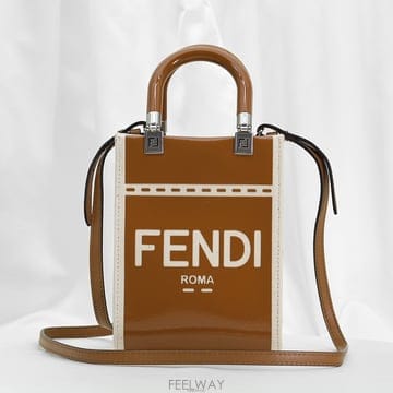 중고명품건대점 / Fendi(펜디) 8BS051 브라운 카프스킨 금장 미니 션샤인 2WAY