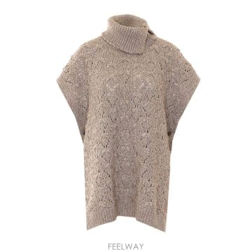 파비아나 필리피 베이지 OPENWORK 판초 MADE 오브 메리노  B0302274932
