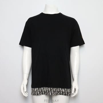 디올 923J631W8541 블랙 코튼 오블리크 레이어드 남성 반팔 티셔츠aa65978