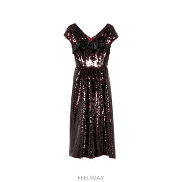 시몬 로샤 sequin embellished bow detail midi dress 1213981383092