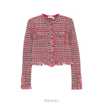 셀프포트레이트 프린지 트림 자켓 블랙