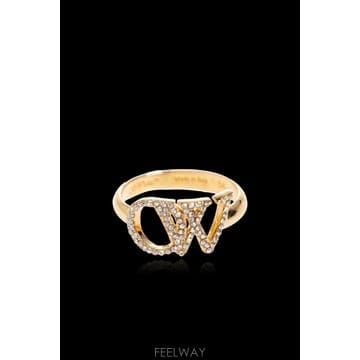Off 화이트 Ring with shimmering 크리스탈 OWOC11AC99MET0017672 TP580