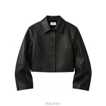 26FW 로헤 블랙 크롭 자켓 with 클래식 칼라 in 레더 for 여성 42011268001 TP5791