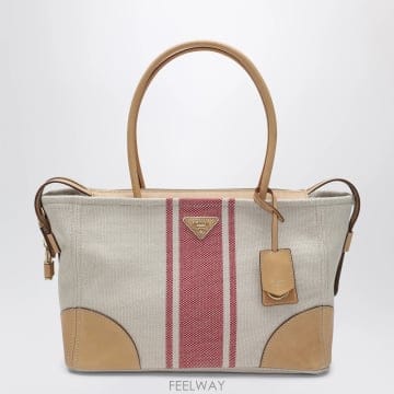 PRADA 26FW ����� ���� shopping �� in canvas �� natural red ���� 1BG659OOO226FW ����� ���� shopping �� in canvas �� natural red 
