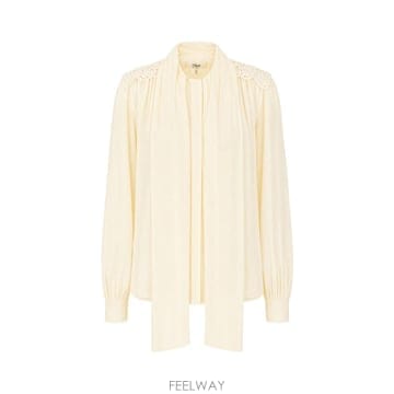 끌로에 보우 타이 실크 블라우스