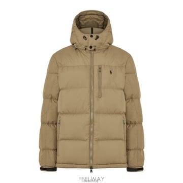 랄프로렌 로고 엠브로이드 퀼팅 후드 그레이