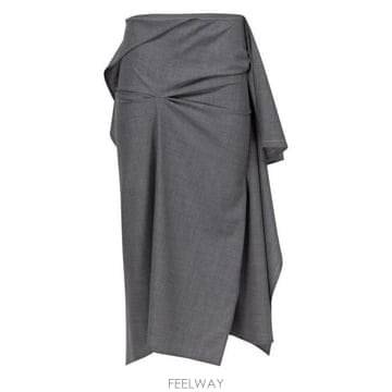 빅토리아 베컴 스트럭처 드레이프 위브 미디 드레스 그레이