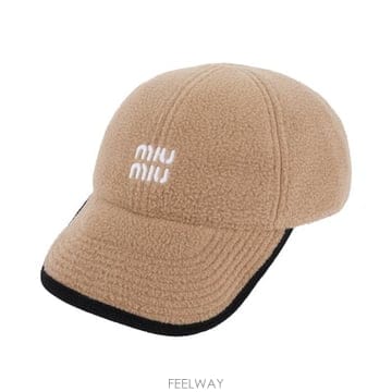 미우미우 5HC369 15V3 F0040 로고 자수 플리스 베이스볼 캡
