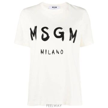 MSGM 브러쉬로고 여성 반팔 티셔츠 블랙