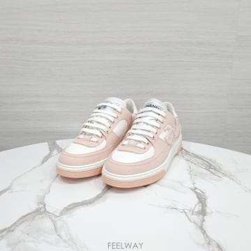 샤넬 CC로고 코튼 스니커즈 베이지