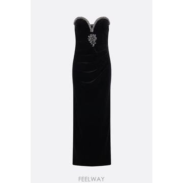 [E32]셀프포트레이트 AW26161XB 여성 롱드레스 원피스 SELF PORTRAIT velvet bust
