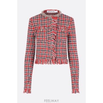[E32]셀프포트레이트 AW26146JR 여성 블레이저자켓 SELF PORTRAIT check frayed 