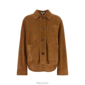 [X45]로에베 S359Y34LBQ TAN 여성 자켓 베스트 다운베스트 질렛 Caramel suede jac