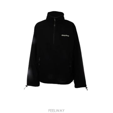 미우미우 하프지퍼 후리스 맨투맨 블랙