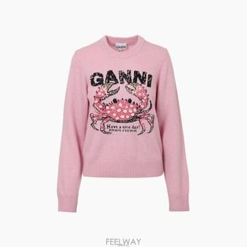 가니 초크 핑크 울 블렌드 스웨터