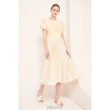 22 MINE 마인 텍스처 블록 플리츠 원피스 55