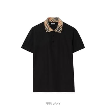 [S] 26FW 버버리 피케 체크 디테일 폴로셔츠 반팔 티셔츠 8126965 A1189