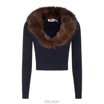셀프 포트레이트 네이비 퍼 가디건 AW26148CAN B0562277436