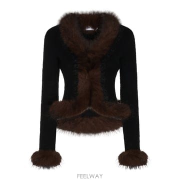 셀프 포트레이트 블랙 퍼 가디건 AW26148CB B0562277437