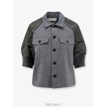 [N85]사카이 2608567 여성 셔츠 블라우스 남방 SACAI Wool shirt with nylon s