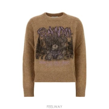 [X45]가니 A1150055 118 여성 스웨터 니트 가디건 Camel alpaca blend sweate