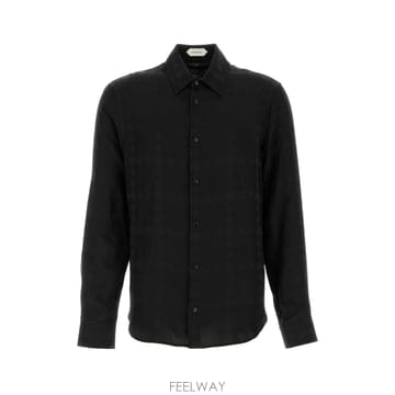 [X45]베르사체 10173971A19027 1B000 남성 셔츠 남방 긴팔 반팔 Black silk shi