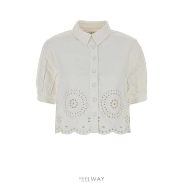 [X45]프레임 7068EMB182 WHT 여성 셔츠 남방 블라우스 White denim The Eyelet