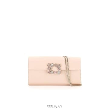 (해외배송) 로저비비에 Roger Vivier 플라워 버클 엔벨로프 플랩 크로스바디 백 RBWAMFD0200