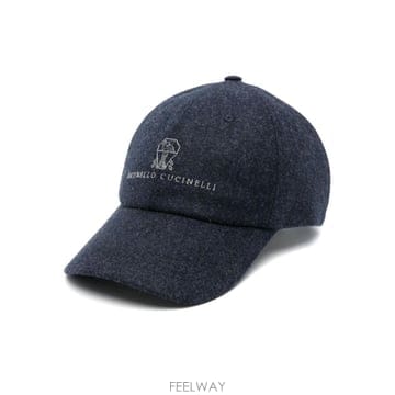 당일배송 브루넬로 쿠치넬리 로고 자수 울 베이스볼 캡 모자