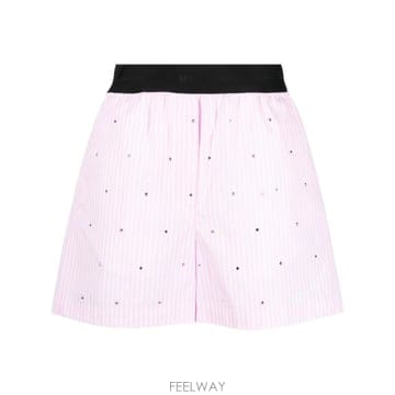 엠에스지엠 라인스톤 장식 스트라이프 쇼츠