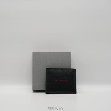 발렌시아가 로고 반지갑 블랙